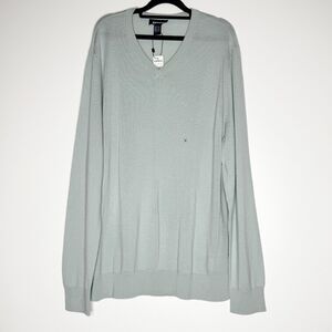 New Express Solid Merino Wool V-neck Sweater Men's Size XL